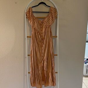 Amuse Society Peach and White Striped Maxi Dress